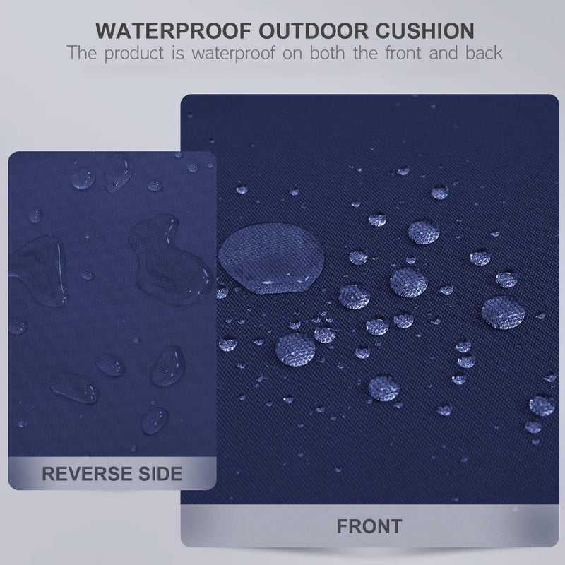 Favoyard Patio Chair Cushions 18.5 x 16 x 3 Inch Waterproof Outdoor Seat Cushions for Patio Furniture 3-Year Color Fastness Garden Sofa Couch Pads with Handle & Adjustable Straps Set of 2, Blue - Image 4
